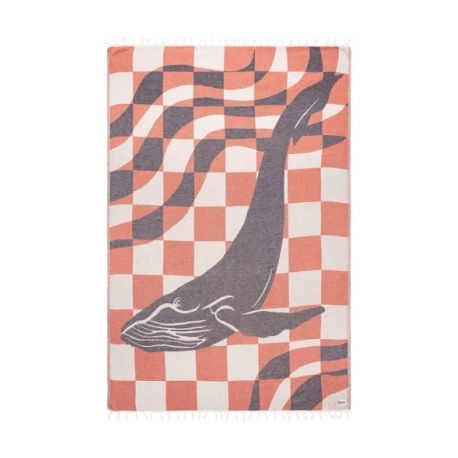 BEACH TOWEL SAND CLOUD CHECKERED WHALE